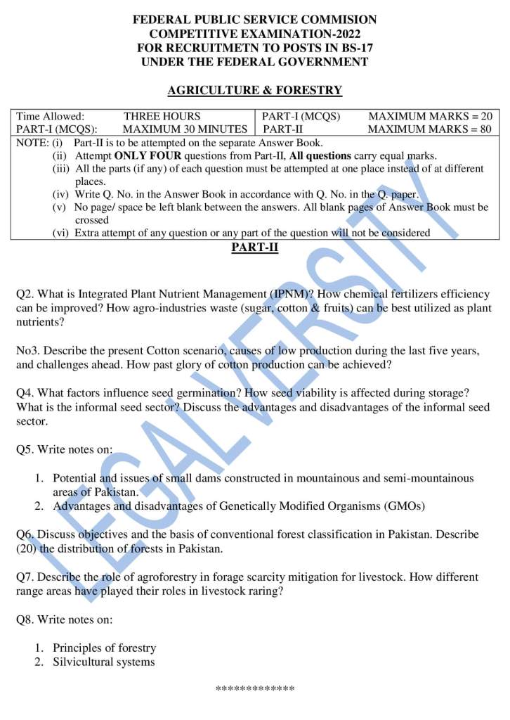 CSS Agriculture & Forestry Paper 2022