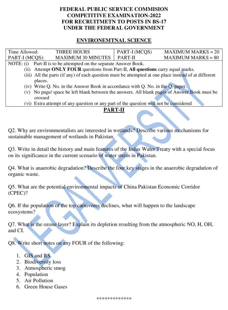 CSS Environmental Science Paper 2022