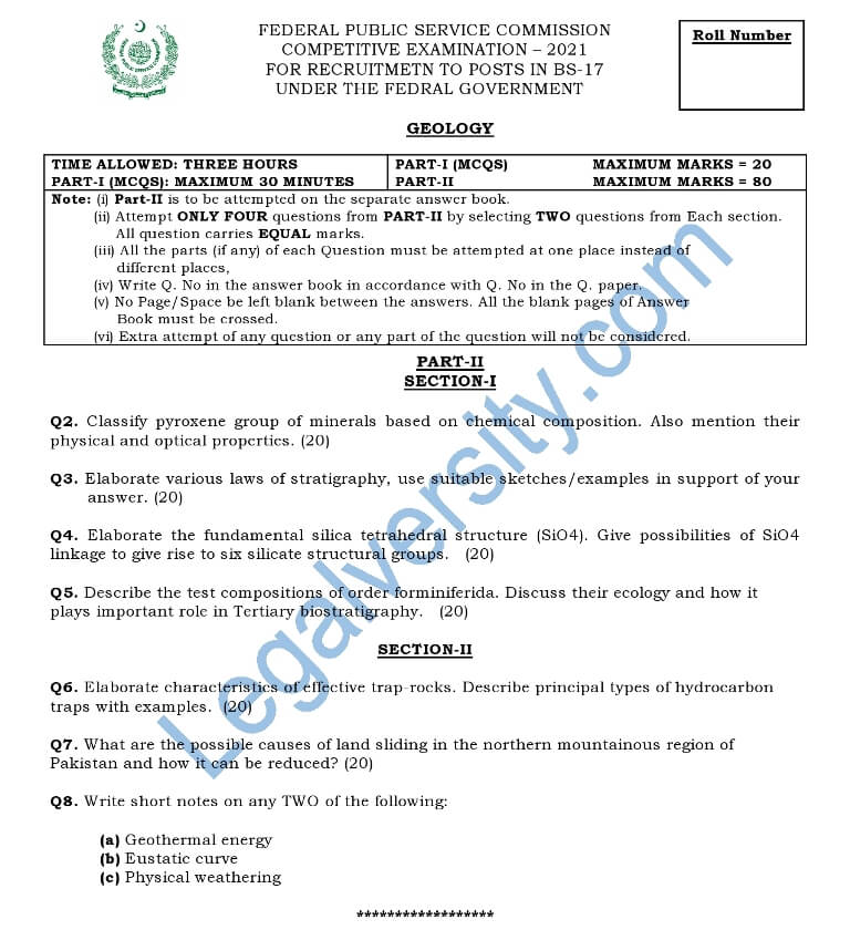 CSS Geology Paper 2021