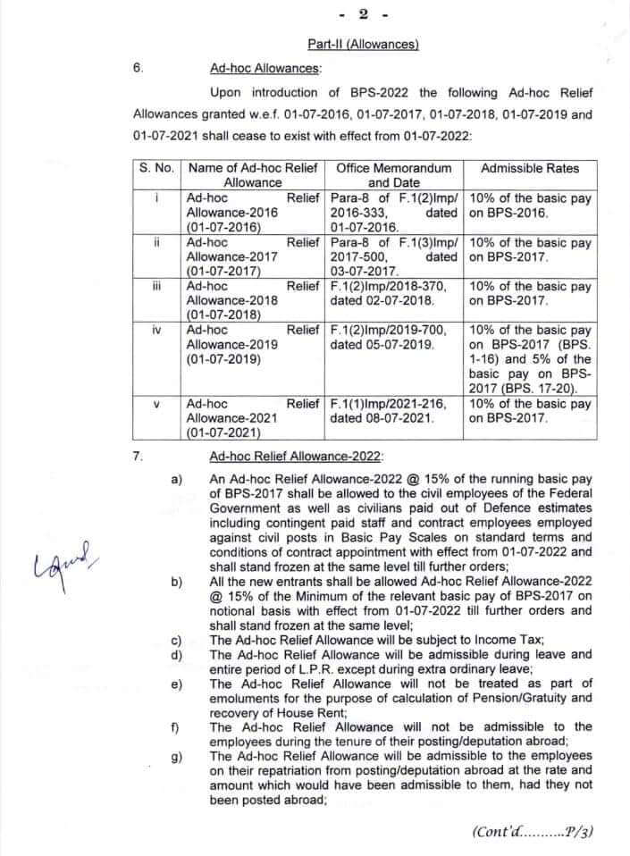 Notification of Revised Basic Pay Scales Chart 2022