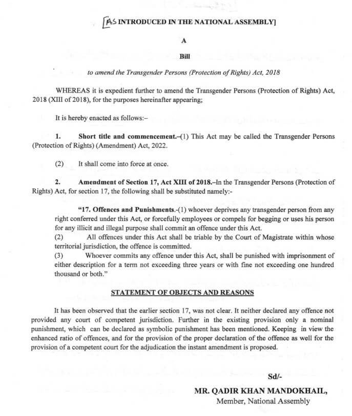 Transgender Persons (Protection of Rights) Amendment Act, 2022