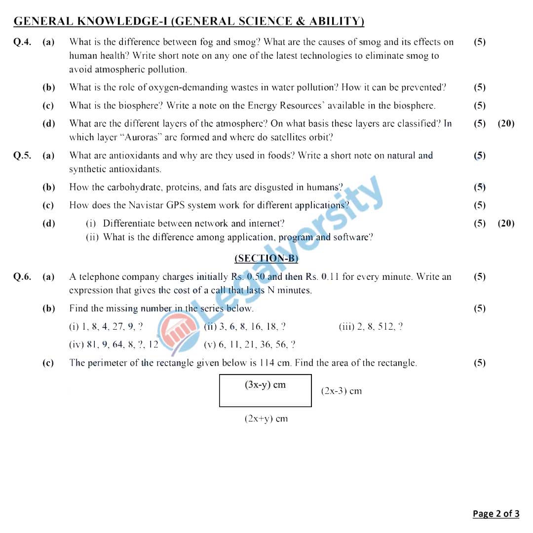 CSS General Science & Ability Past Paper 2023-2