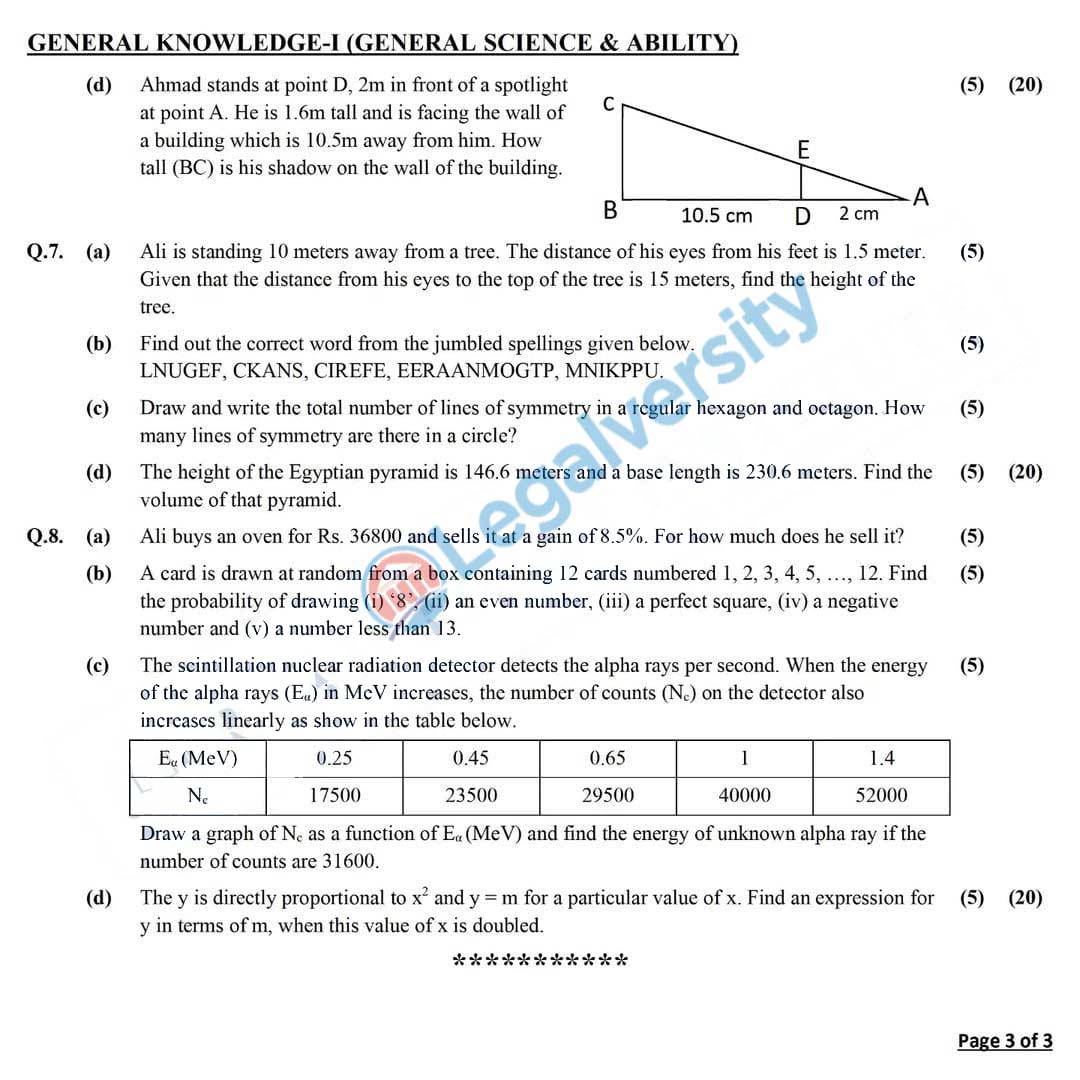 CSS General Science & Ability Past Paper 2023-3