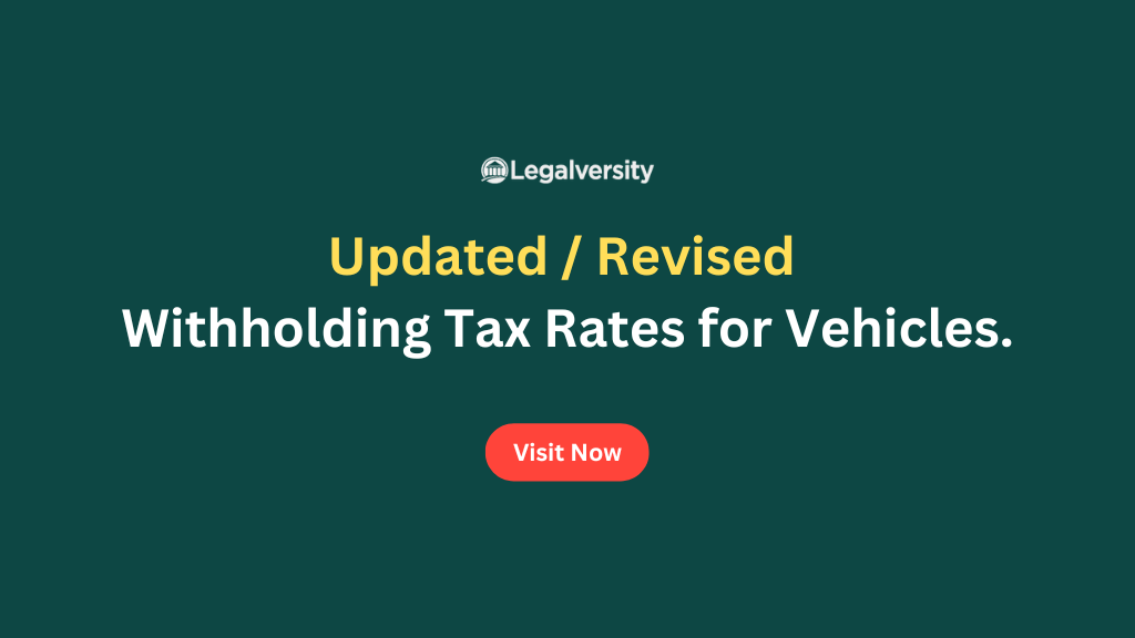 Revised Withholding Tax Rates for Vehicles