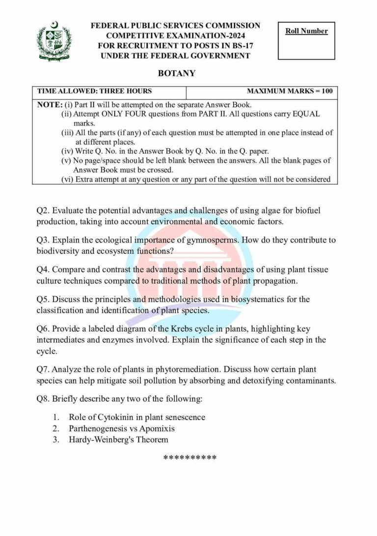 CSS Botany Paper 2024 - Legalversity