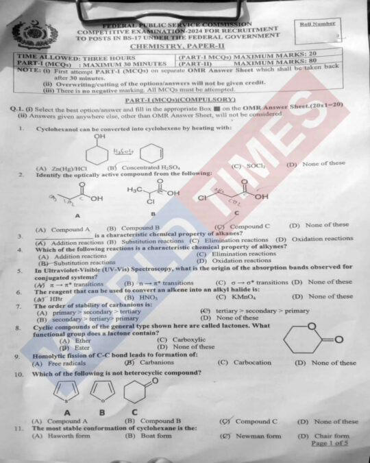 CSS Chemistry Paper II 2024 Legalversity