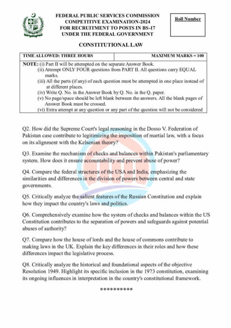 Constitional Paper CSS Constitutional Law Paper 2024 - Legalversity
