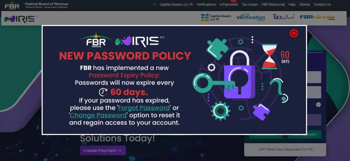 FBR's New Password Expiry Policy