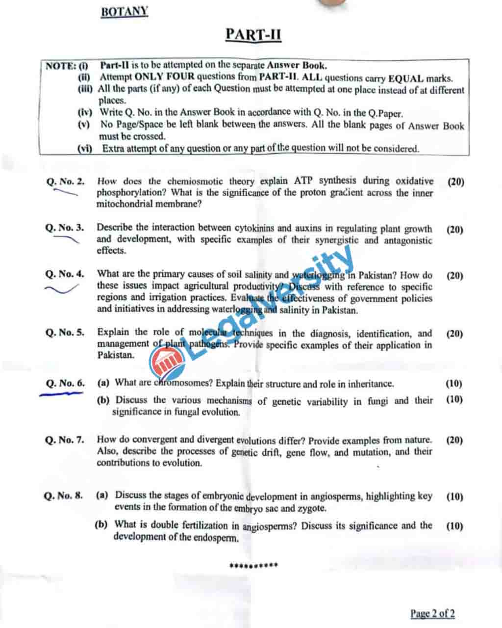 CSS Botany Paper 2025