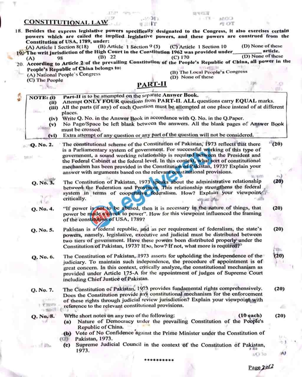 CSS Constitutional Law Paper 2025