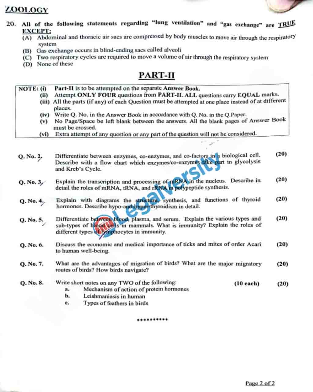 CSS Zoology Paper 2025