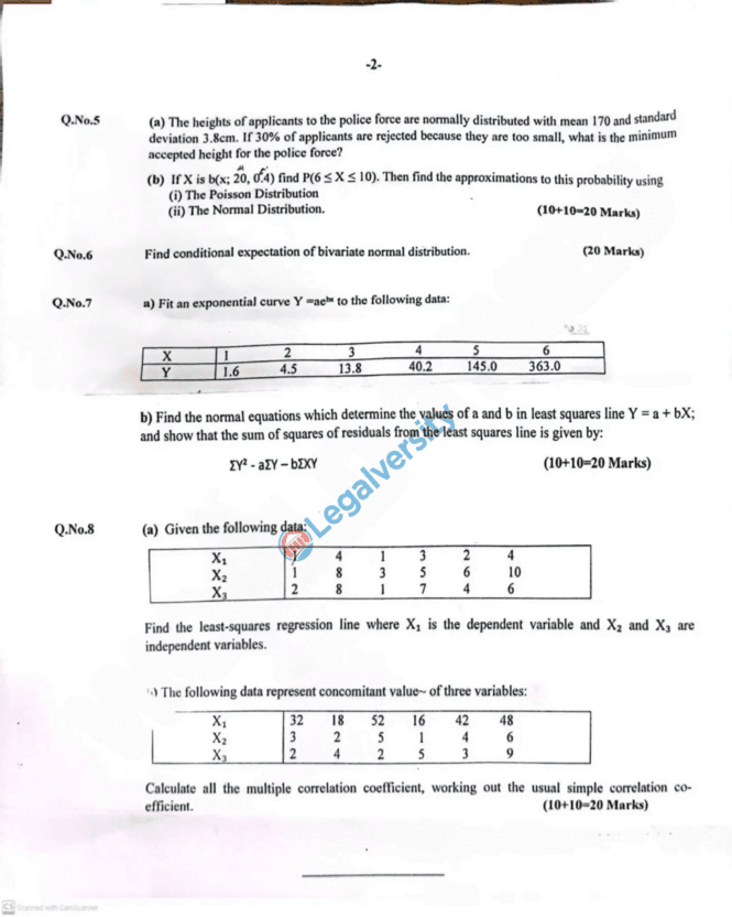 PMS Statistics Past Paper-I 2024 -1