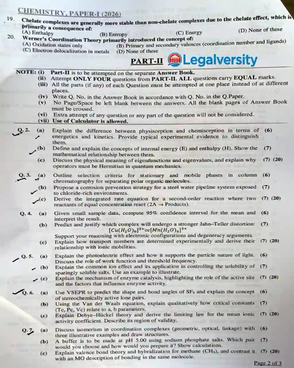 CSS Chemistry Paper-I 2026