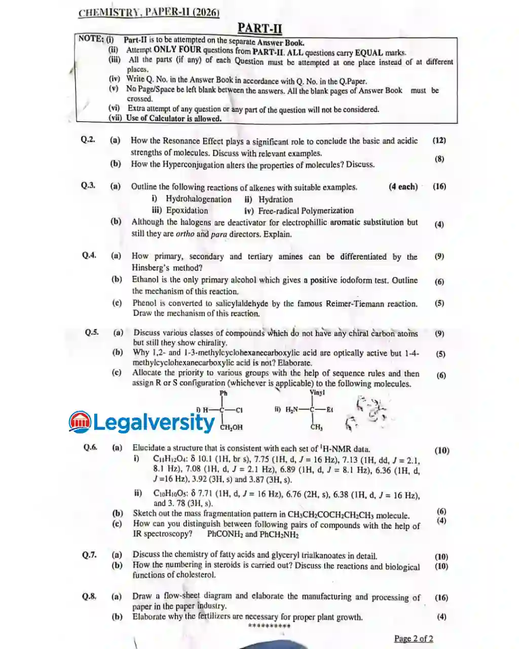 CSS Chemistry Paper-II 2026 -1
