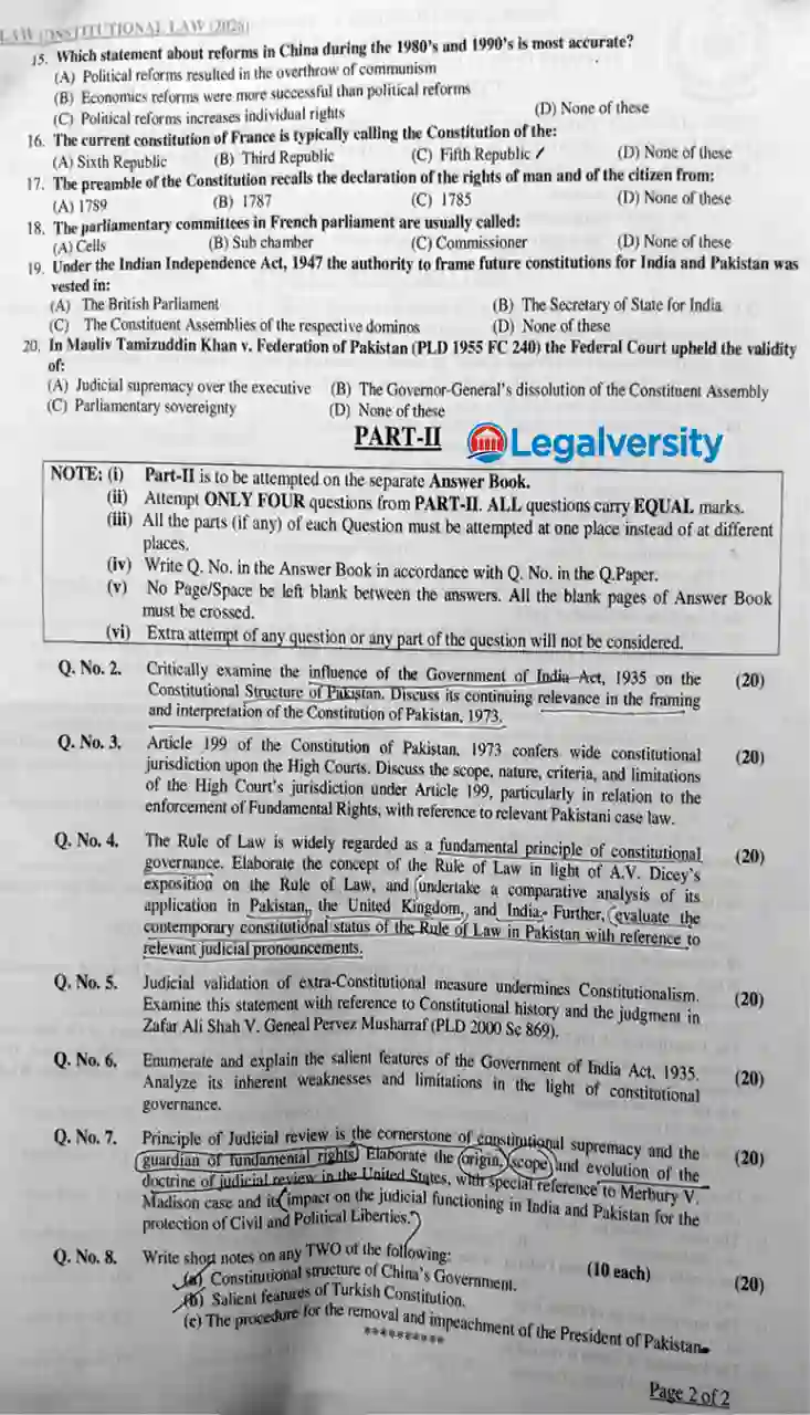 CSS Constitutional Law Paper 2026