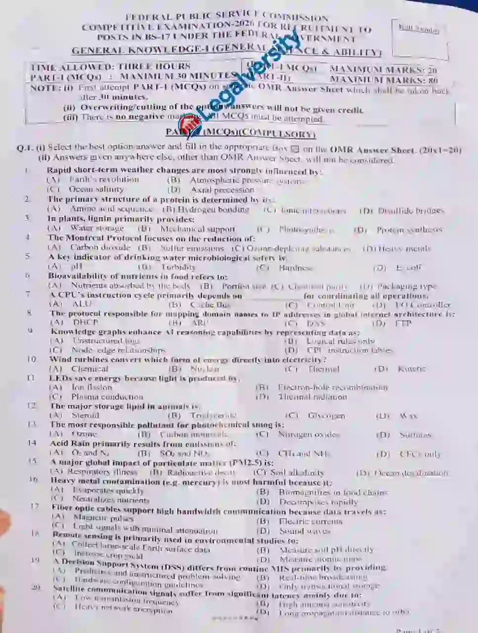 CSS General Science & Ability Paper 2026