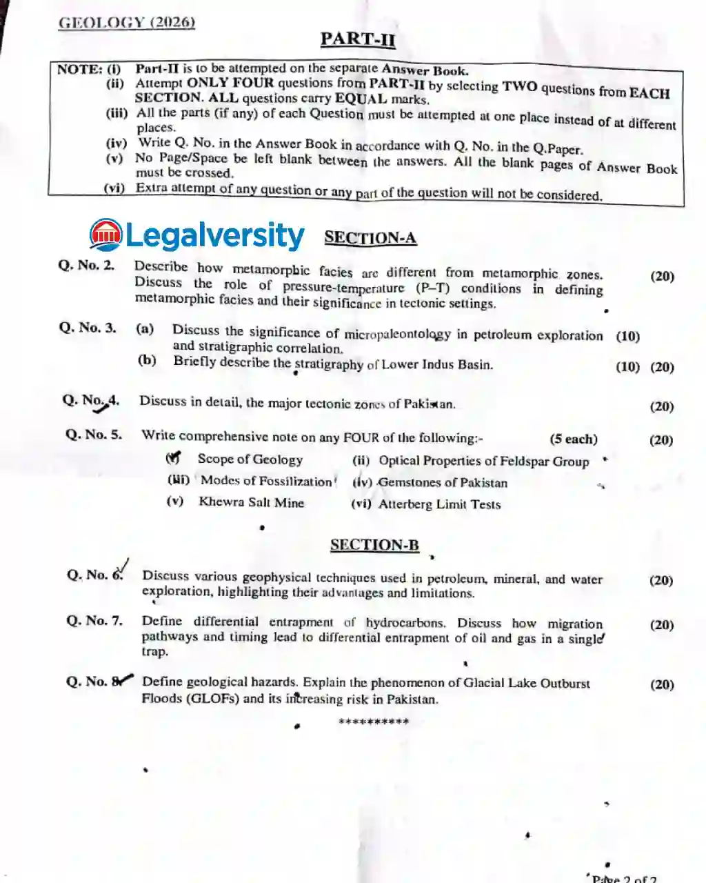 CSS Geology Paper 2026