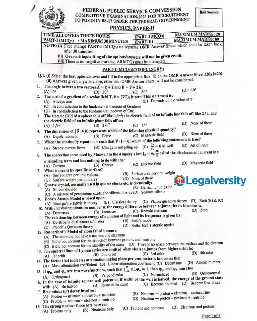 CSS Physics Paper-II 2026