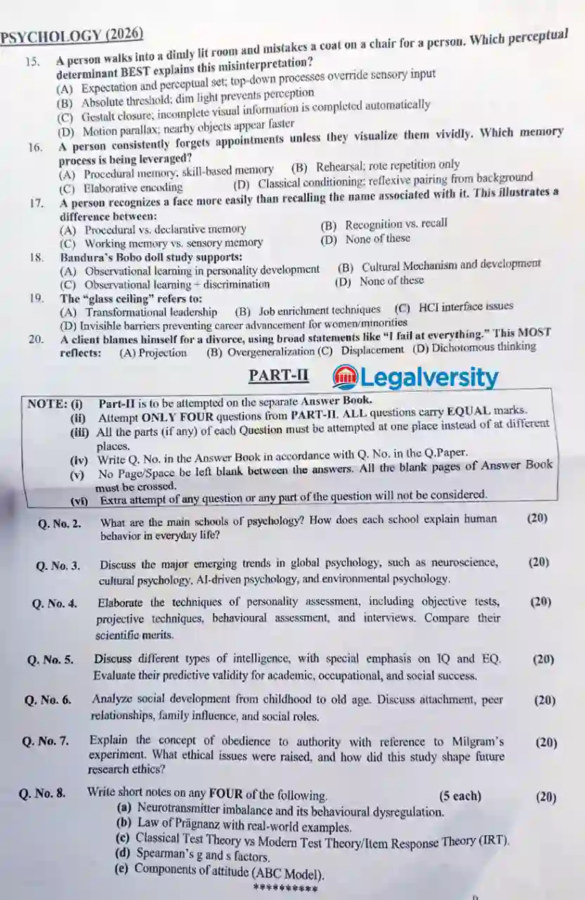 CSS Psychology Paper 2026