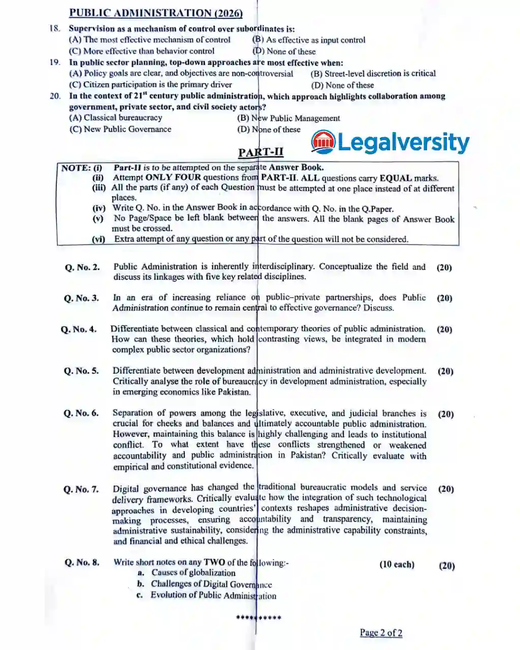 CSS Public Administration Paper 2026